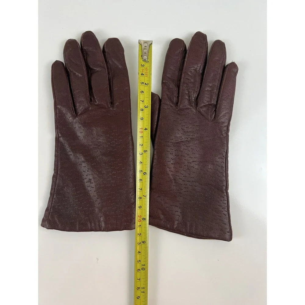 Vintage Van Raalte Gloves Maroon Red 100% Leather Driving Gloves Winter MCM sz M